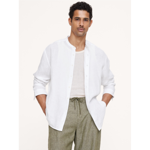 Bananarepublic Relaxed-Fit Linen Banded-Collar Shirt