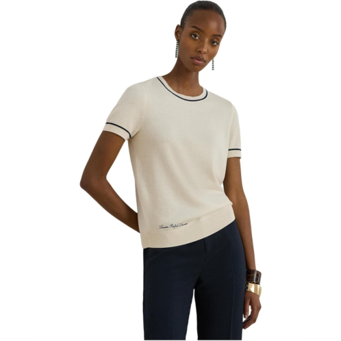POLO Ralph Lauren Womens Lauren Ralph Lauren Two-Tone Short-Sleeve Sweater