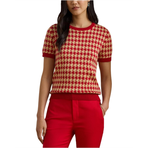 POLO Ralph Lauren Womens Lauren Ralph Lauren Houndstooth Short Sleeve Sweater