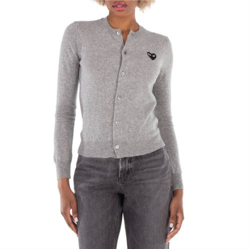 Comme Des Garcons black heart logo cardigan in grey