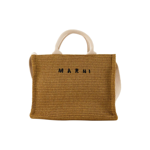 Marni small basket shopper bag - - leather - sienna/natural