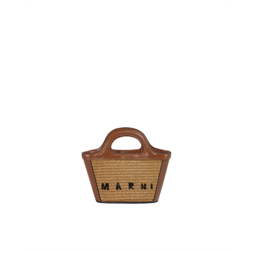 MARNI brown raffia-effect tropicalia bag