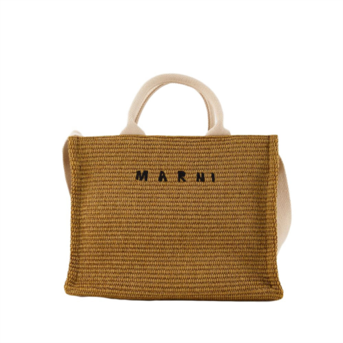 Marni small basket shopper bag - leather - sienna/natural
