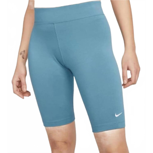 NIKE sportswear essential bike shorts in aqua noise/white