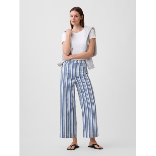 Gap High Rise Stripe Wide-Leg Crop Jeans