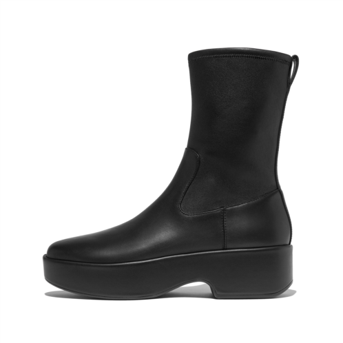 Fitflop Stretch Leather Demi-Wedge Mid-Calf Boots