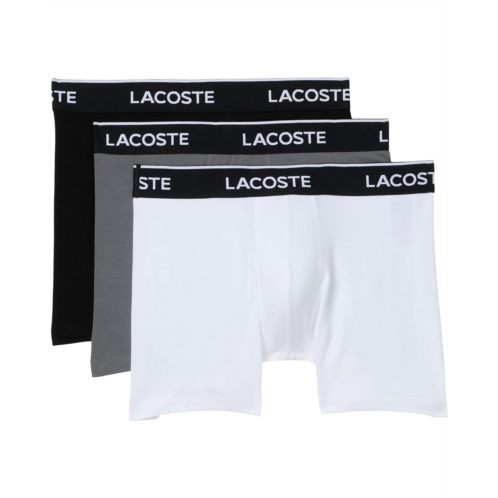 Mens Lacoste Cotton Stretch Essentials Boxer Briefs 3-Pack