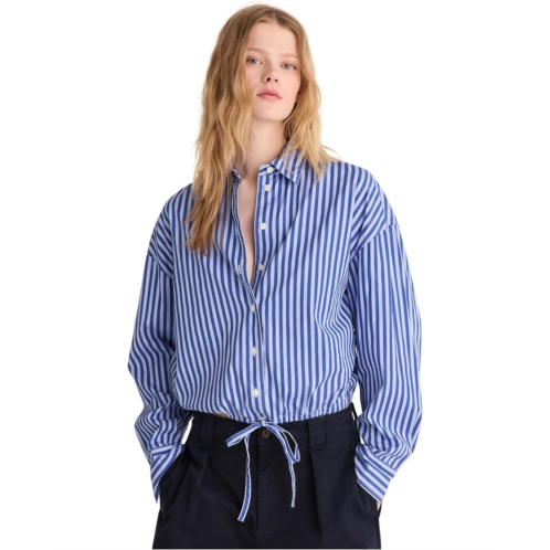 Womens Madewell Drawstring Button-Up Shirt in Poplin