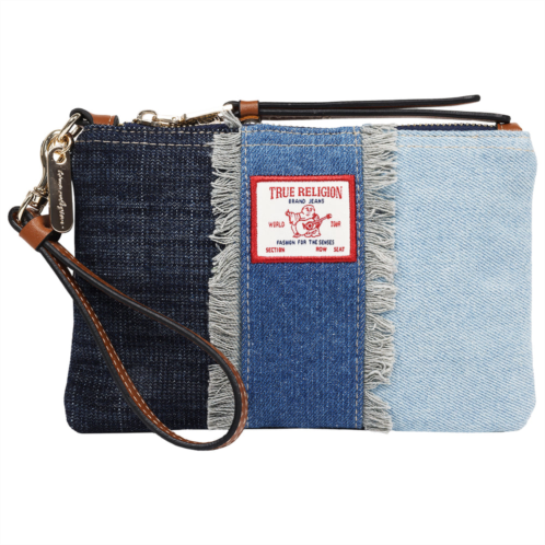 True Religion frayed panel denim pouch wristlet