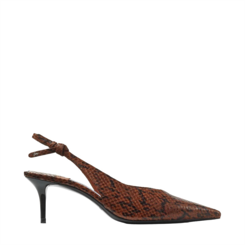 JIMMY CHOO womens snake printed leather slingback heels in cognac