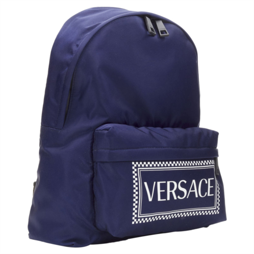 VERSACE box logo nylon greca strap backpack