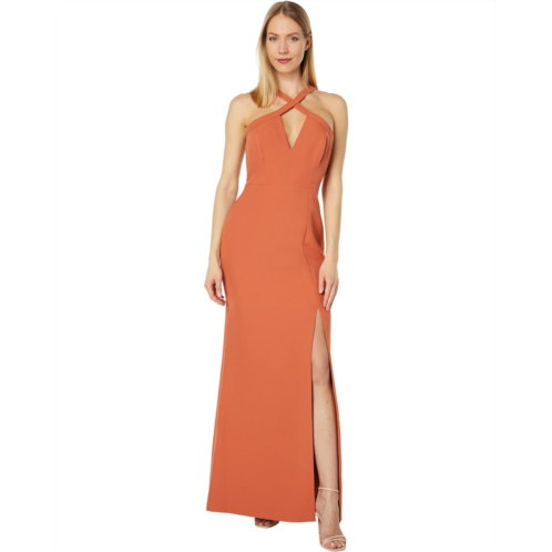 BCBGMAXAZRIA Cross Neck Evening Gown