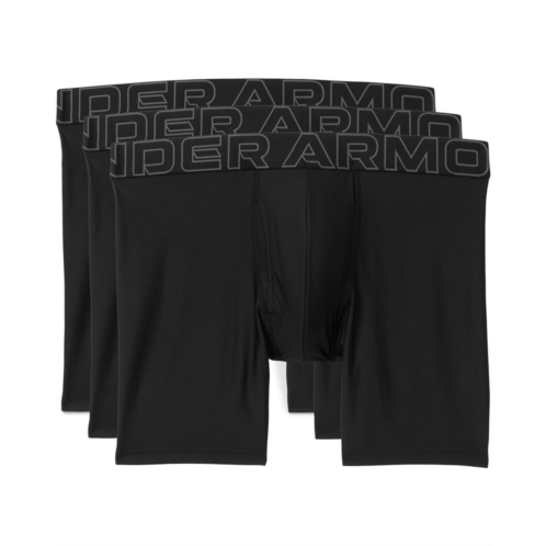 Mens Under Armour 3-Pack Performance Tech Mesh Solid 6 Boxer Briefs