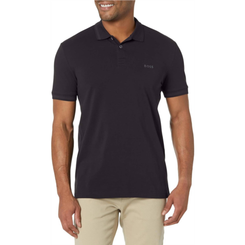 Hugo Boss pio sporty tonal collar polo t-shirt in smokey black