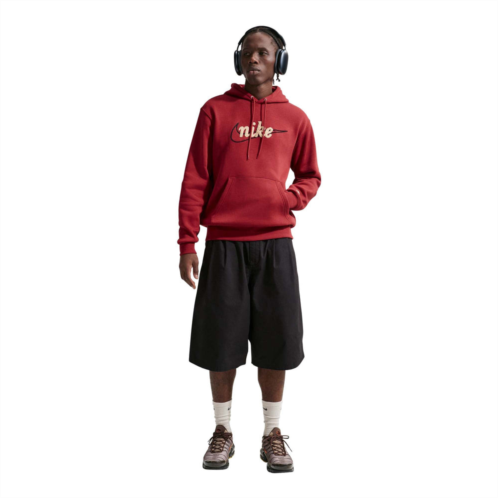 NIKE mens sportswear club fleece hoodie team crimson/team crimson/lt khaki