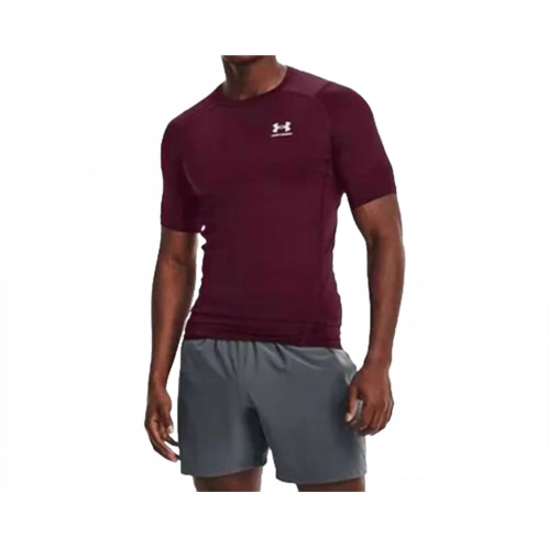 UNDER ARMOUR mens heatgear short sleeve compression shirt in maroon