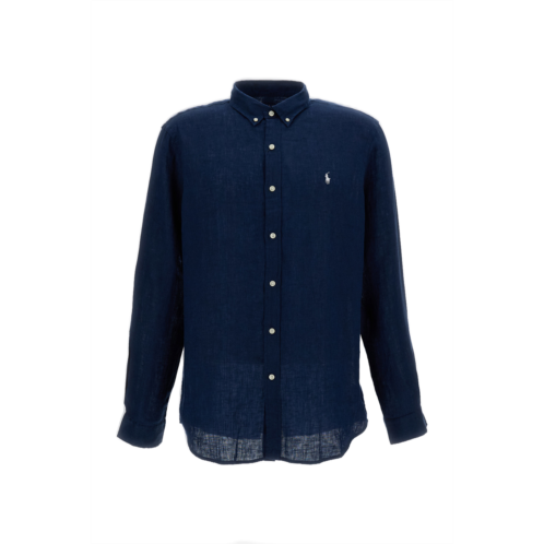 POLO RALPH LAUREN blue linen button-down shirt
