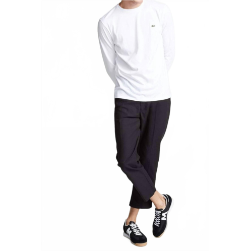 LACOSTE long sleeve jersey pima regular fit crewneck t-shirt in white