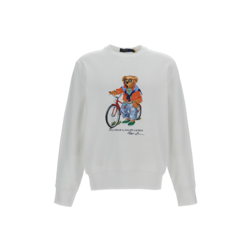 POLO RALPH LAUREN white printed crewneck sweatshirt