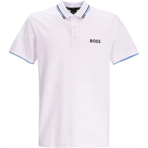 Hugo Boss Boss mens sporty regular fit cotton polo shirt white