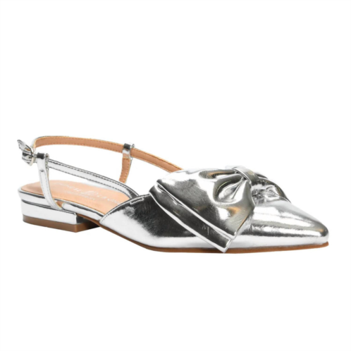 CHINESE LAUNDRY womens harmony bow flats in silver