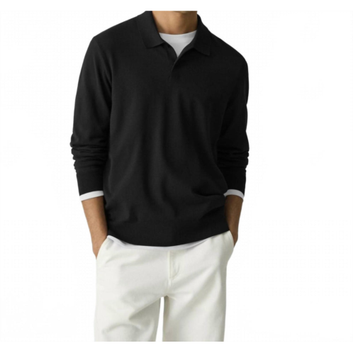Theory goris long sleeve polo shirt in black