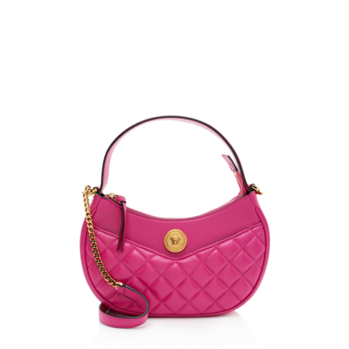 Versace quilted leather medusa half moon shoulder bag