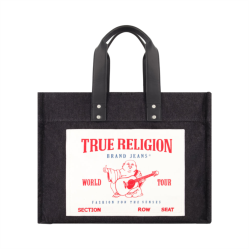 True Religion large washed black denim tote