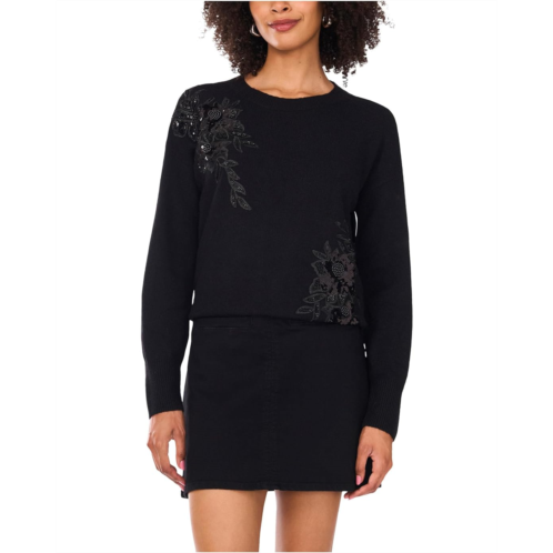 Vince Camuto Embellish Long Sleeve Crew