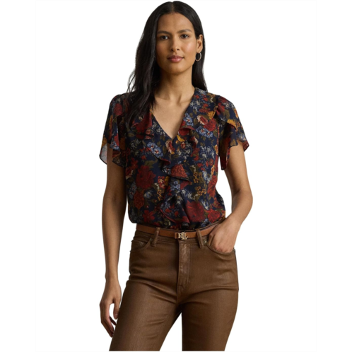 POLO RALPH LAUREN Floral Ruffle-Trim Georgette Blouse