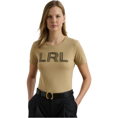 POLO RALPH LAUREN Petite Beaded-logo Cotton Jersey Tee