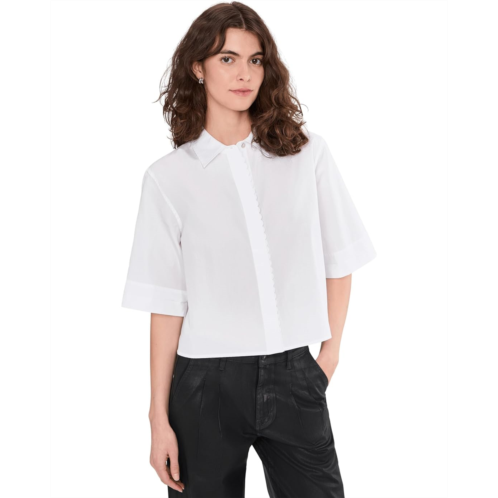 Womens Vince Scallop Detail Short Sleeve Shirt