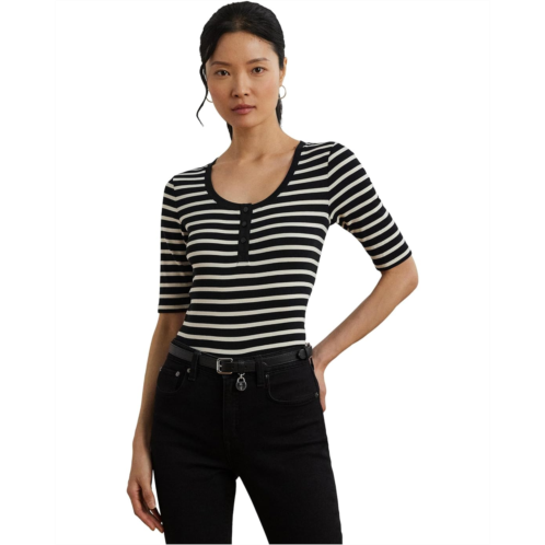 POLO RALPH LAUREN Striped Elbow-sleeve Henley Top