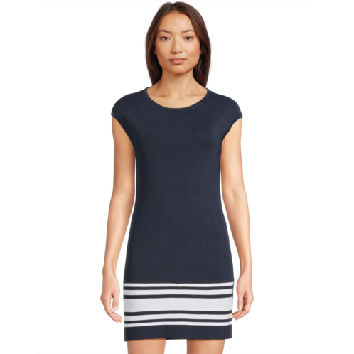POLO RALPH LAUREN Two-tone Cap-sleeve Shift Sweater Dress