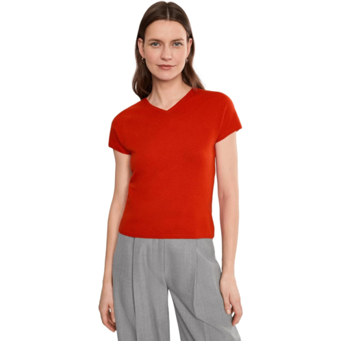 Womens Vince High V-Neck Short Sleeve