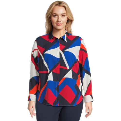 POLO RALPH LAUREN Plus Size Classic Fit Print Crepe Shirt