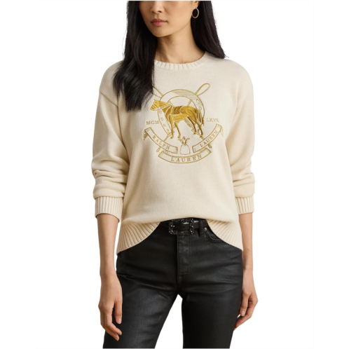 POLO RALPH LAUREN Embroidered Cotton Crew Neck Sweater