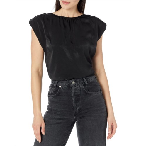 DKNY Sleeveless Shoulder Pad Satin Shell Top