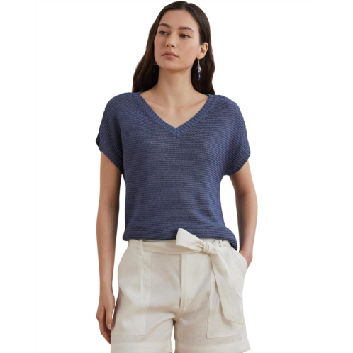 POLO RALPH LAUREN Linen-Blend Short-Sleeve V-Neck Sweater