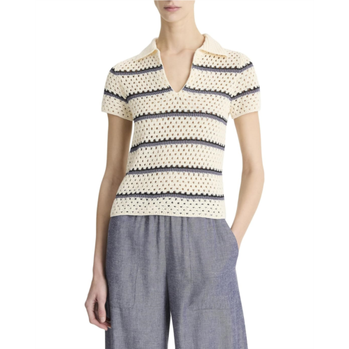 Womens Vince Macrame Stripe Henley