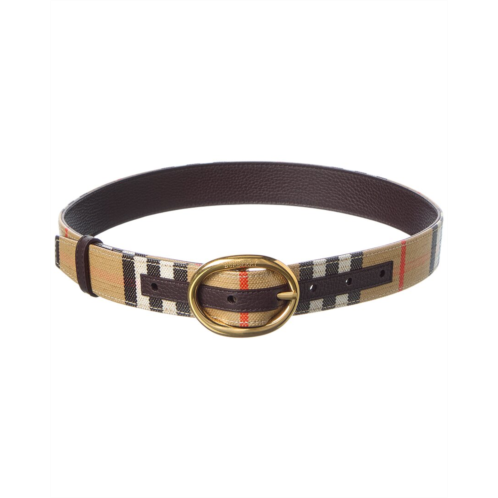 Burberry reversible check coated canvas & leather belt