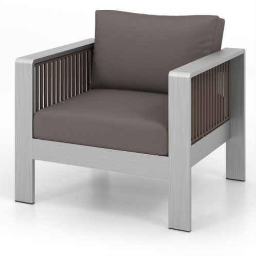 Hivvago patio furniture aluminum armchair with thick back and seat cushion