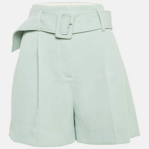 Sandro green cotton pleated shorts
