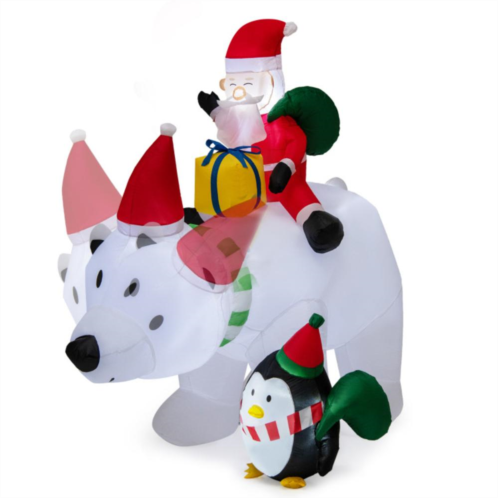 Hivvago 7 feet inflatable santa claus riding bear with penguin gift bags and gift box