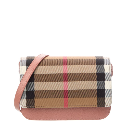 Burberry madison check canvas & leather crossbody