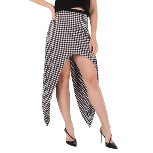 Burberry ladies black gingham check back tie skirt