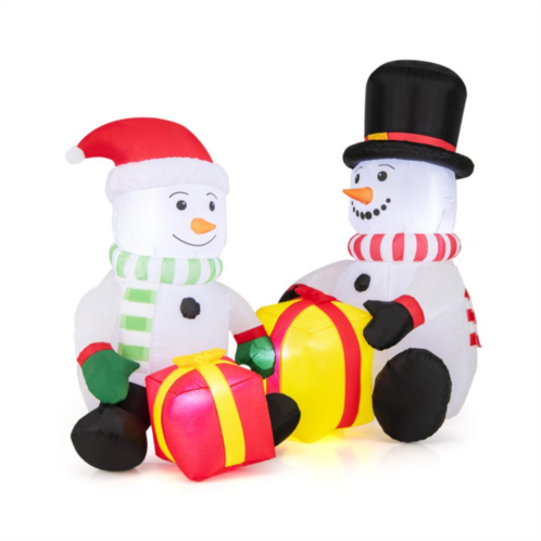 Hivvago 5 feet 2 cute blow-up snowman christmas inflatables with gift boxes