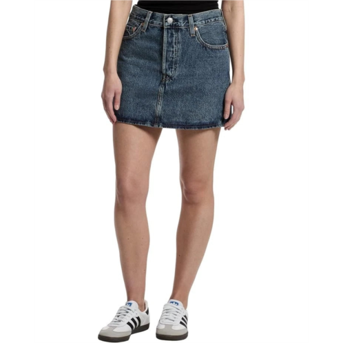 Levi mini a-line skirt womens blue denim cotton preppy 5-pockets red1062