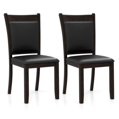 Hivvago dining chairs set of 2 faux leather upholstered kitchen side chairs with padded seat-gray