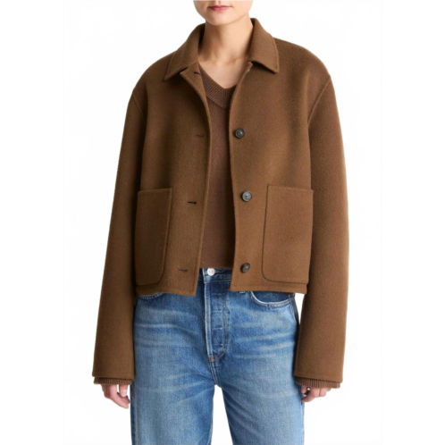 Vince wool and cashmere-blend short jacket in hazelnut